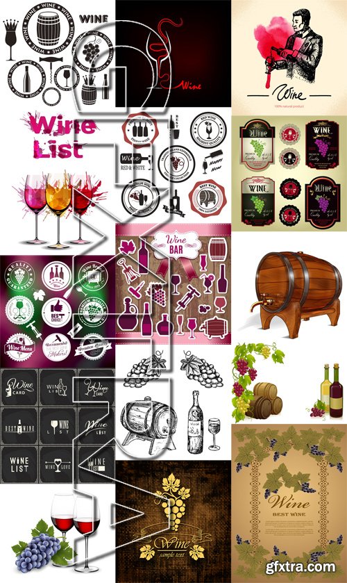 Stock Vectors - Wine 3, 25xEPS