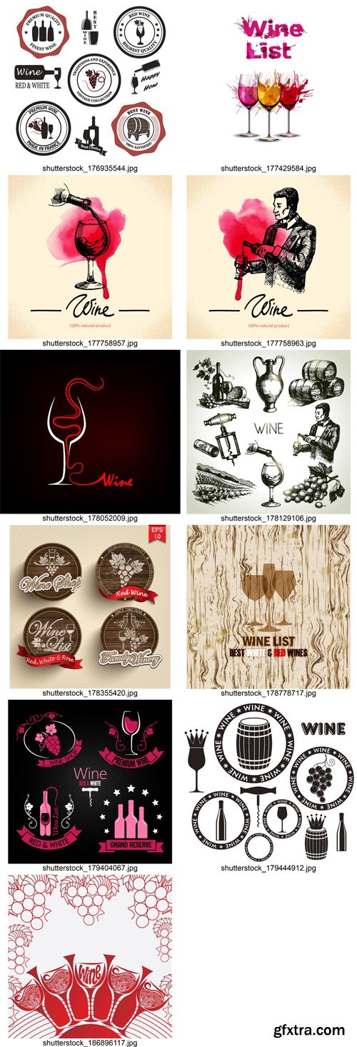 Stock Vectors - Wine 3, 25xEPS