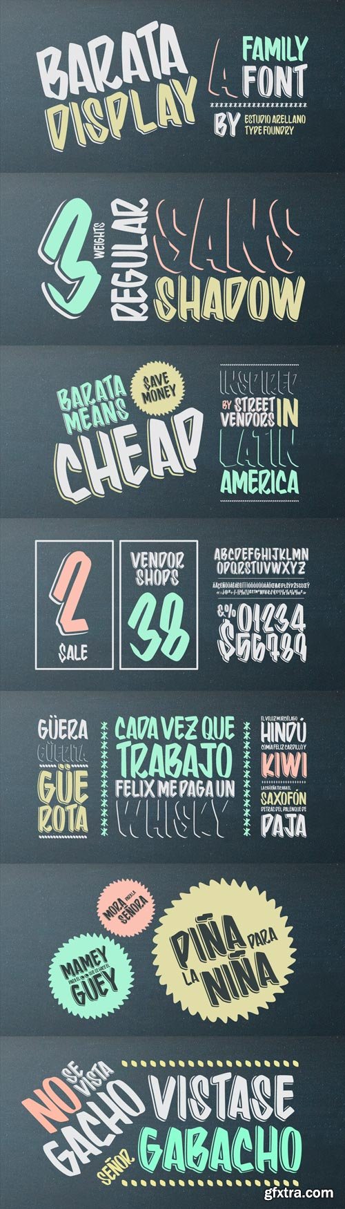 Barata Display Font Family - 3 Fonts for $45