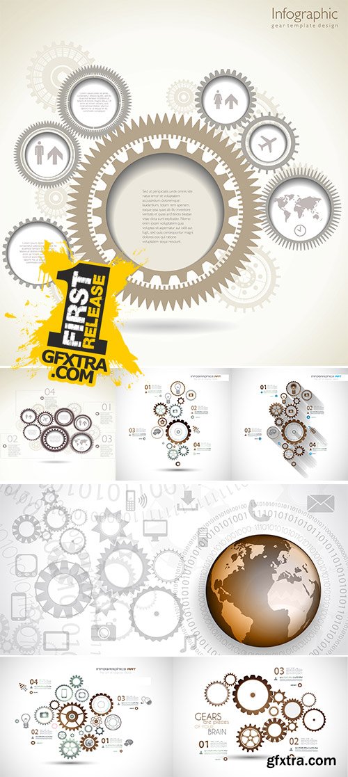 Stock: Infographic timeline with Gear mechanic concept