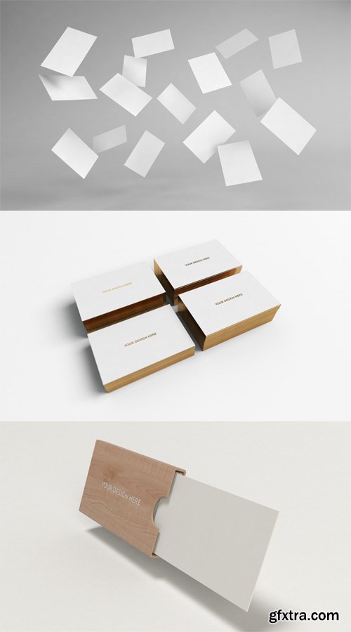 3 Business Cards Mock up Collection PSD