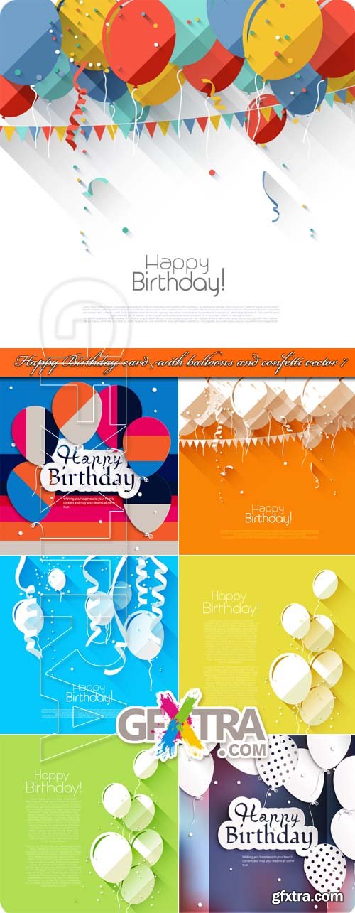 Happy Birthday card with balloons and confetti vector 7
