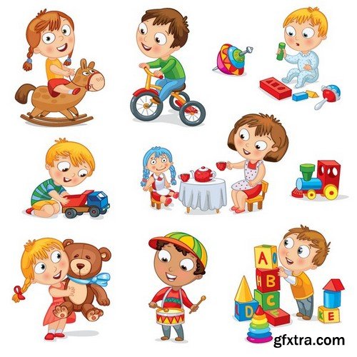 Stock Vectors - Happy kids 5, 25xEPS