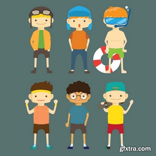 Stock Vectors - Happy kids 5, 25xEPS