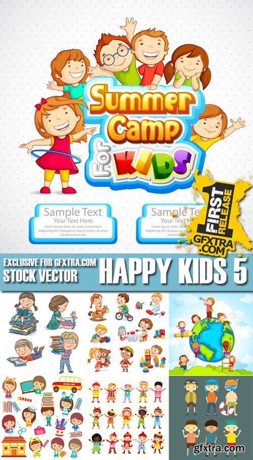 Stock Vectors - Happy kids 5, 25xEPS