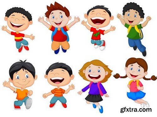 Stock Vectors - Happy kids 5, 25xEPS