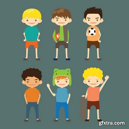 Stock Vectors - Happy kids 5, 25xEPS