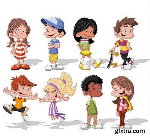 Stock Vectors - Happy kids 5, 25xEPS