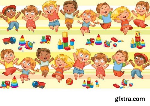 Stock Vectors - Happy kids 5, 25xEPS