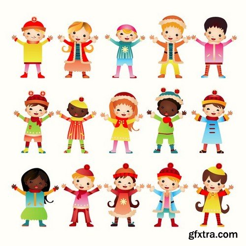 Stock Vectors - Happy kids 5, 25xEPS