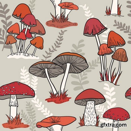 Stock Vectors - Mushrooms, 25xEPS