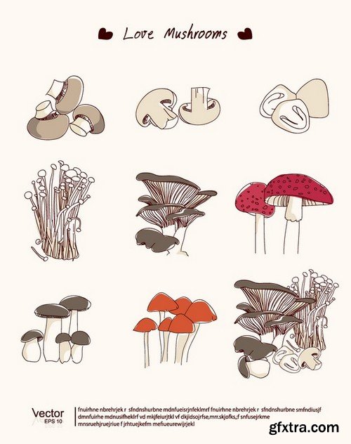 Stock Vectors - Mushrooms, 25xEPS