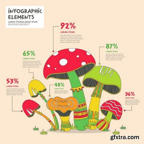 Stock Vectors - Mushrooms, 25xEPS