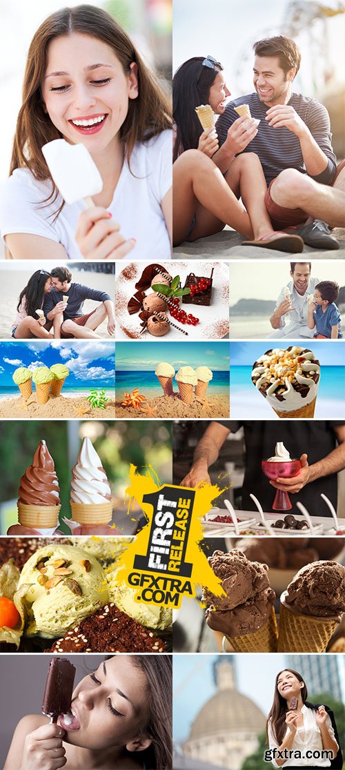 Stock Photo: People and ice cream