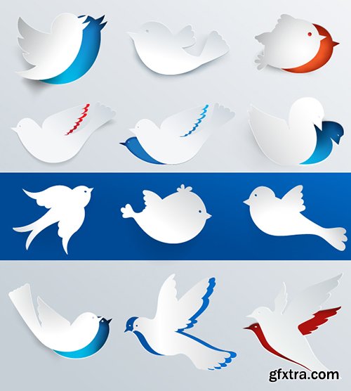 Abstract 3D  Birds Set 1