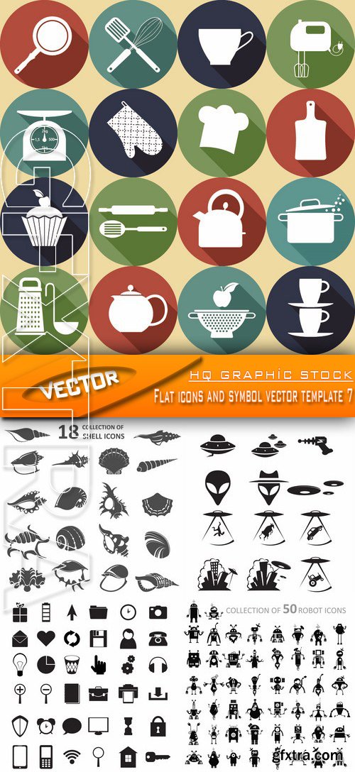 Stock Vector - Flat icons and symbol vector template 7