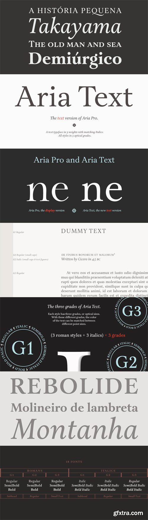 Aria Text Font Family - 18 Fonts for $529