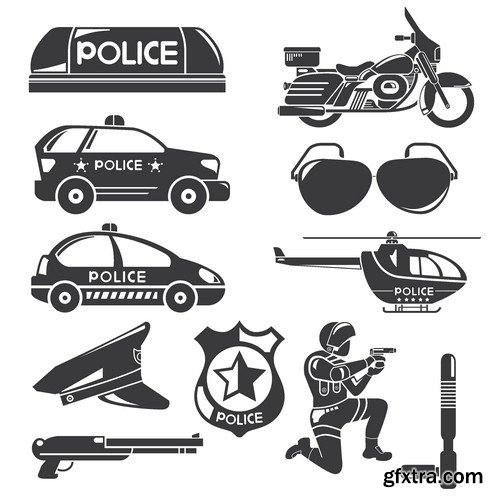 Stock Vectors - Police 2, 25xEPS