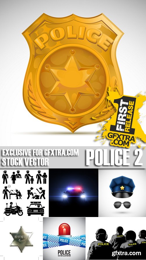 Stock Vectors - Police 2, 25xEPS