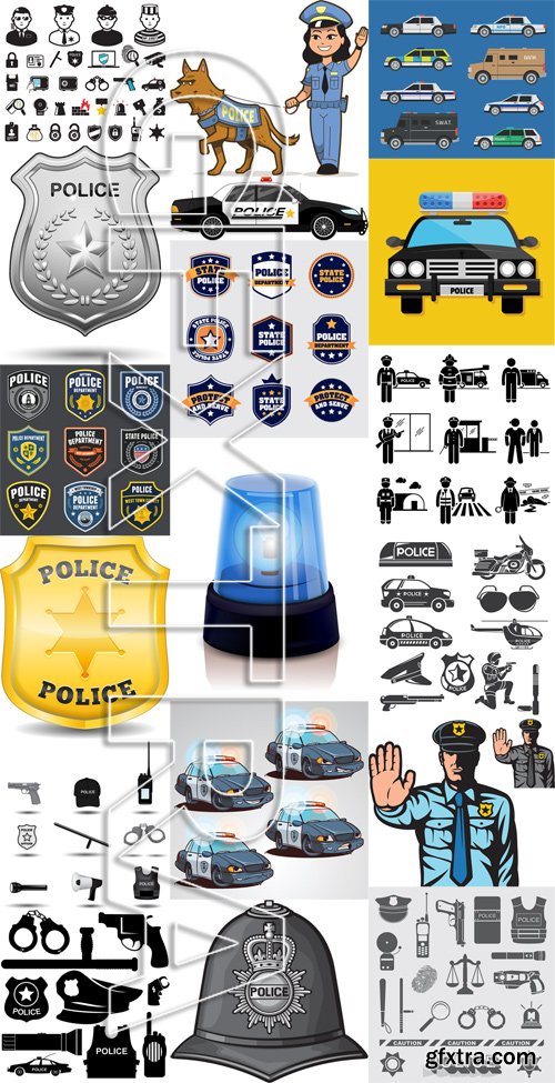 Stock Vectors - Police 2, 25xEPS