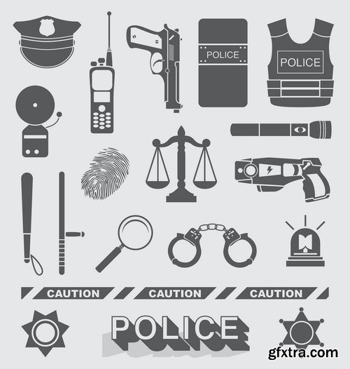 Stock Vectors - Police 2, 25xEPS