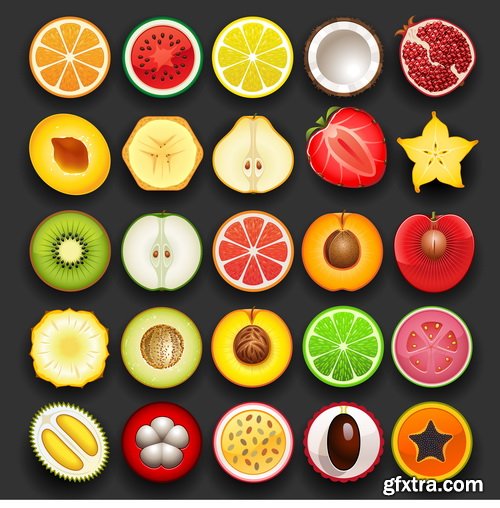 Amazing SS - Fruit icon set, 25xEPS