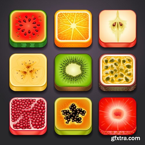 Amazing SS - Fruit icon set, 25xEPS