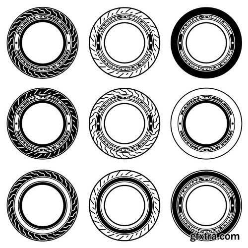 Stock Vectors - Tire, Braking distance, 25xEPS