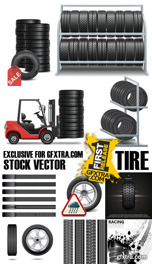 Stock Vectors - Tire, Braking distance, 25xEPS