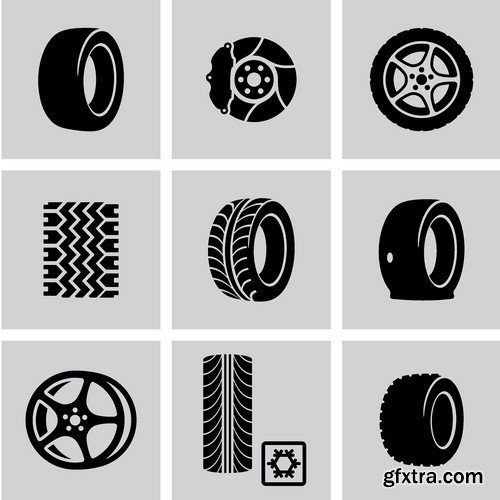 Stock Vectors - Tire, Braking distance, 25xEPS