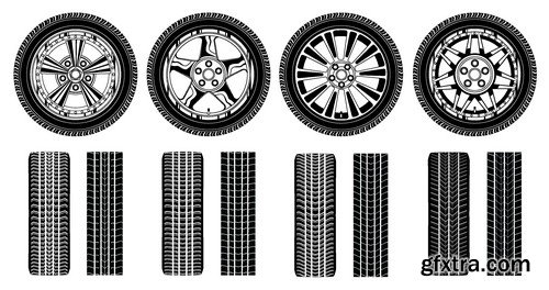 Stock Vectors - Tire, Braking distance, 25xEPS