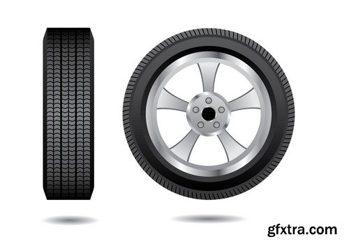 Stock Vectors - Tire, Braking distance, 25xEPS