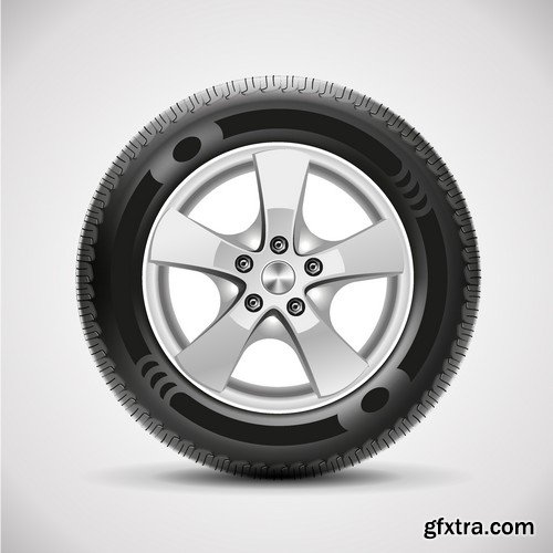 Stock Vectors - Tire, Braking distance, 25xEPS