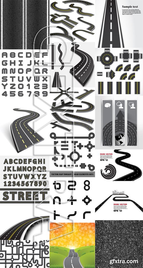 Stock Vectors - Road, asphalt, 25xEPS