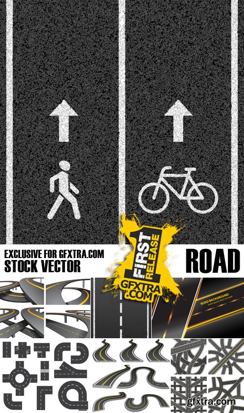 Stock Vectors - Road, asphalt, 25xEPS