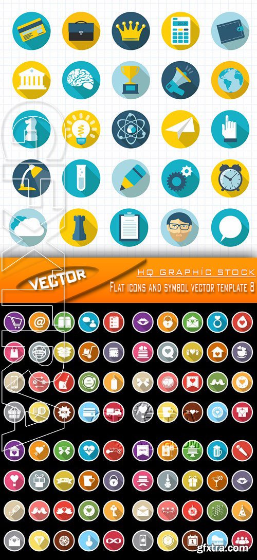 Stock Vector - Flat icons and symbol vector template 8