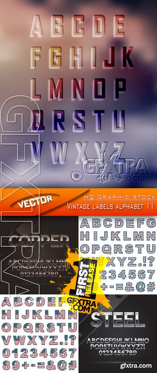 Stock Vector - Vintage labels alphabet 11