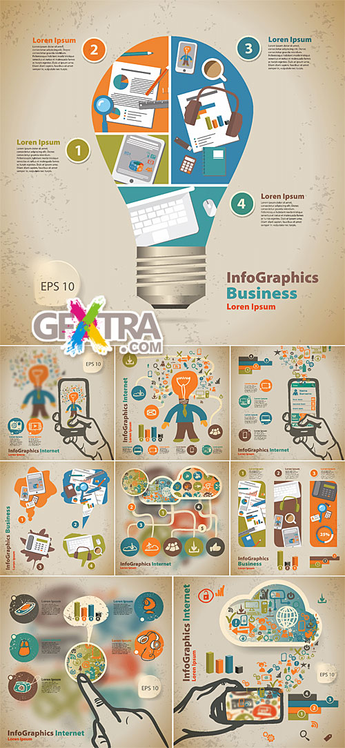 Infographic templates in retro style