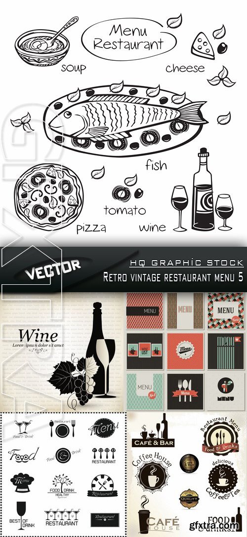 Stock Vector - Retro vintage restaurant menu 5