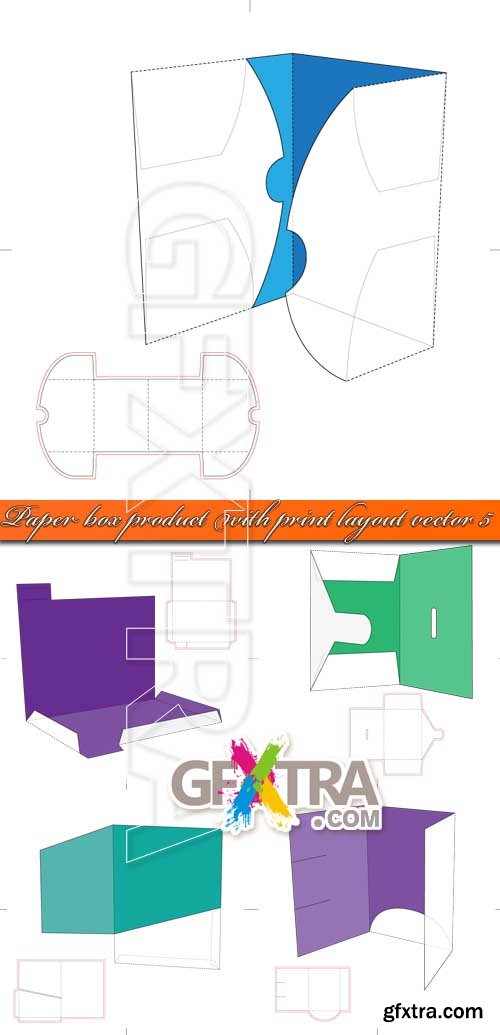 Paper box product with print layout vector 5