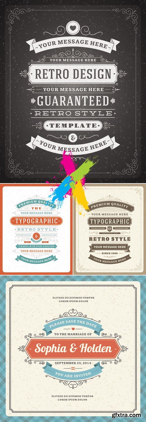 Retro Style Typographic Design Elements Vector