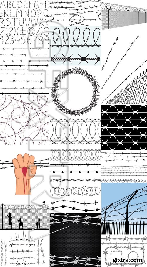 Stock Vectors - Barbed wire, 25xEPS