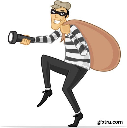 Stock Vectors - Thief, Burglar, 25xEPS