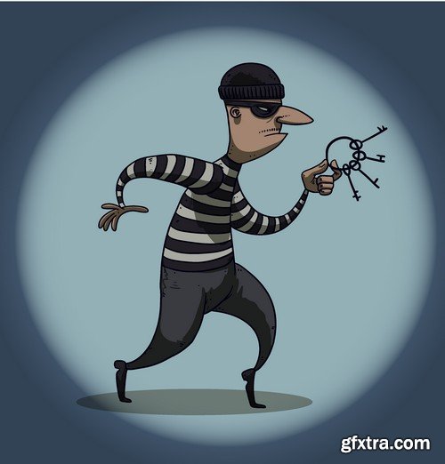 Stock Vectors - Thief, Burglar, 25xEPS