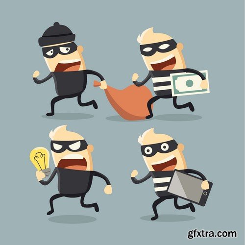 Stock Vectors - Thief, Burglar, 25xEPS