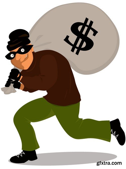 Stock Vectors - Thief, Burglar, 25xEPS