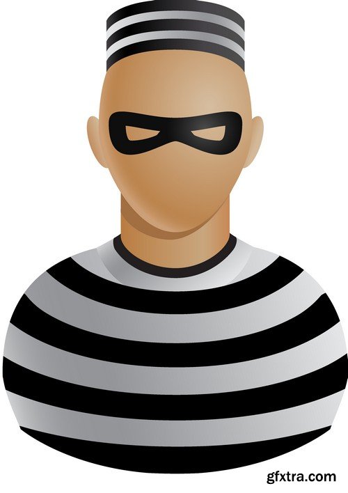 Stock Vectors - Thief, Burglar, 25xEPS