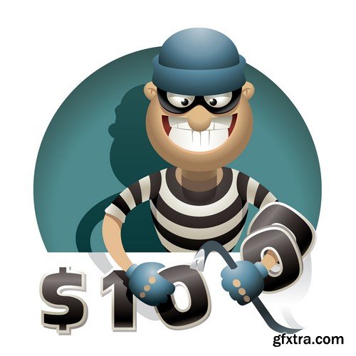 Stock Vectors - Thief, Burglar, 25xEPS