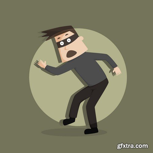 Stock Vectors - Thief, Burglar, 25xEPS