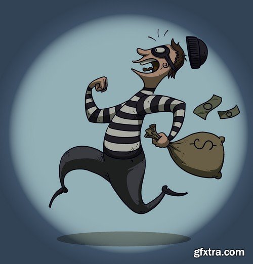 Stock Vectors - Thief, Burglar, 25xEPS